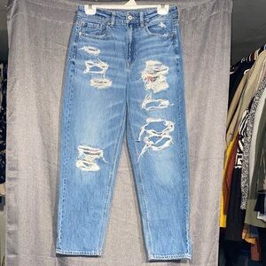 American Eagle Outfitters Ripped Blue Straight Leg Jeans